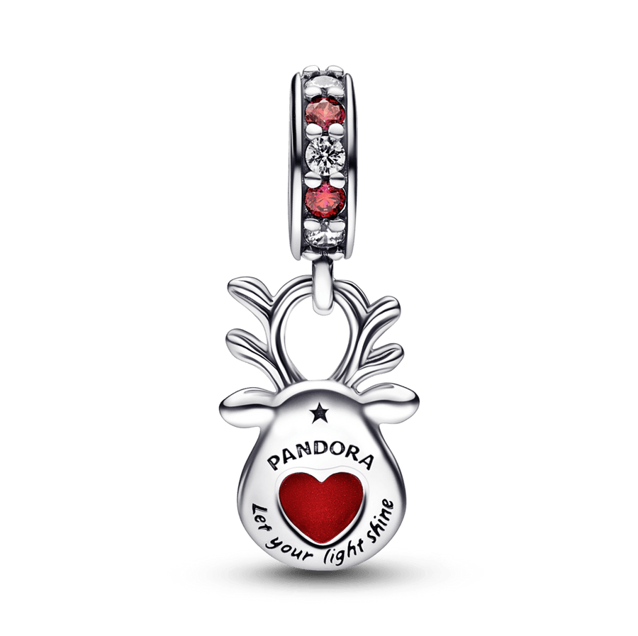 Red Nose Reindeer Murano Dangle Charm - Pandora LT