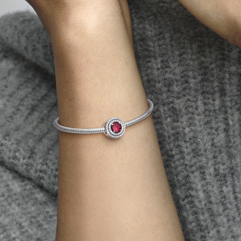 Red Sparkling Levelled Round Charm - Pandora Lietuva