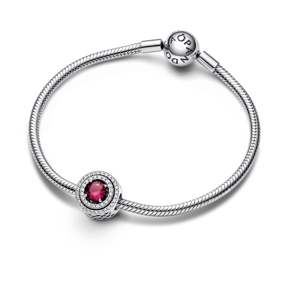 Red Sparkling Levelled Round Charm - Pandora Lietuva