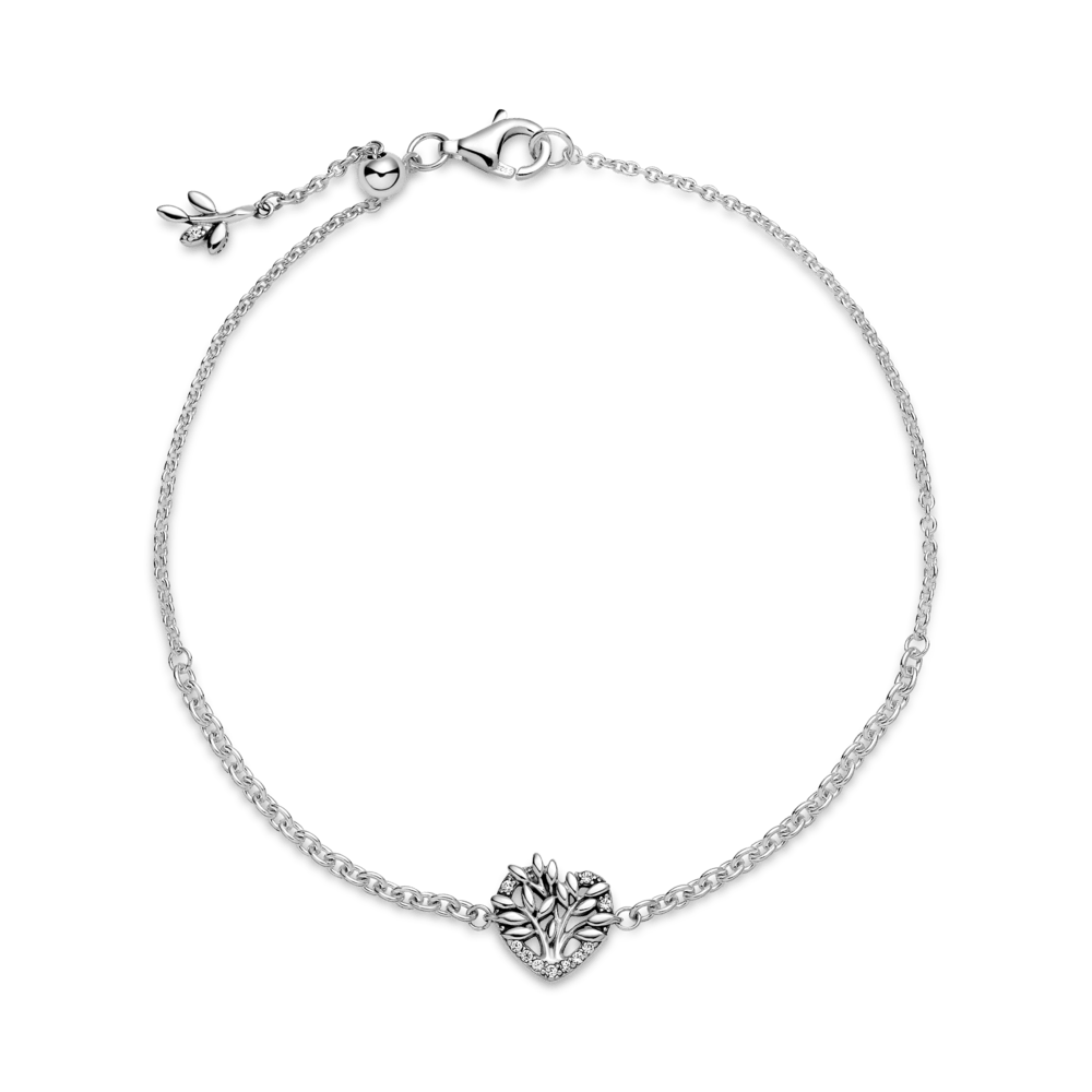 Šeimos medžio grandinėlės apyrankė su širdele - Pandora Lietuva