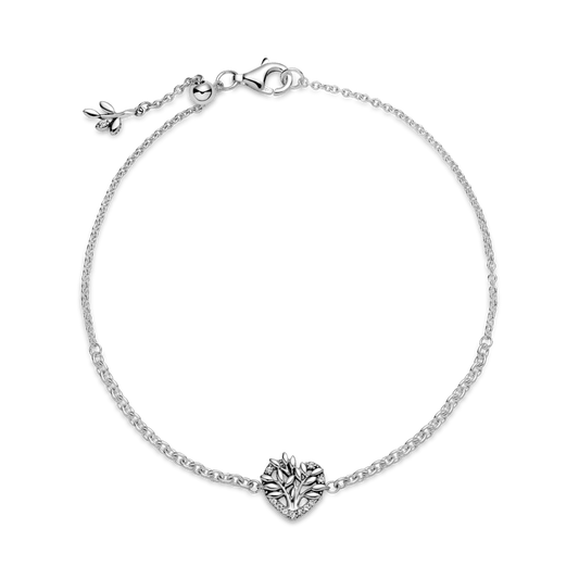 Šeimos medžio grandinėlės apyrankė su širdele - Pandora Lietuva