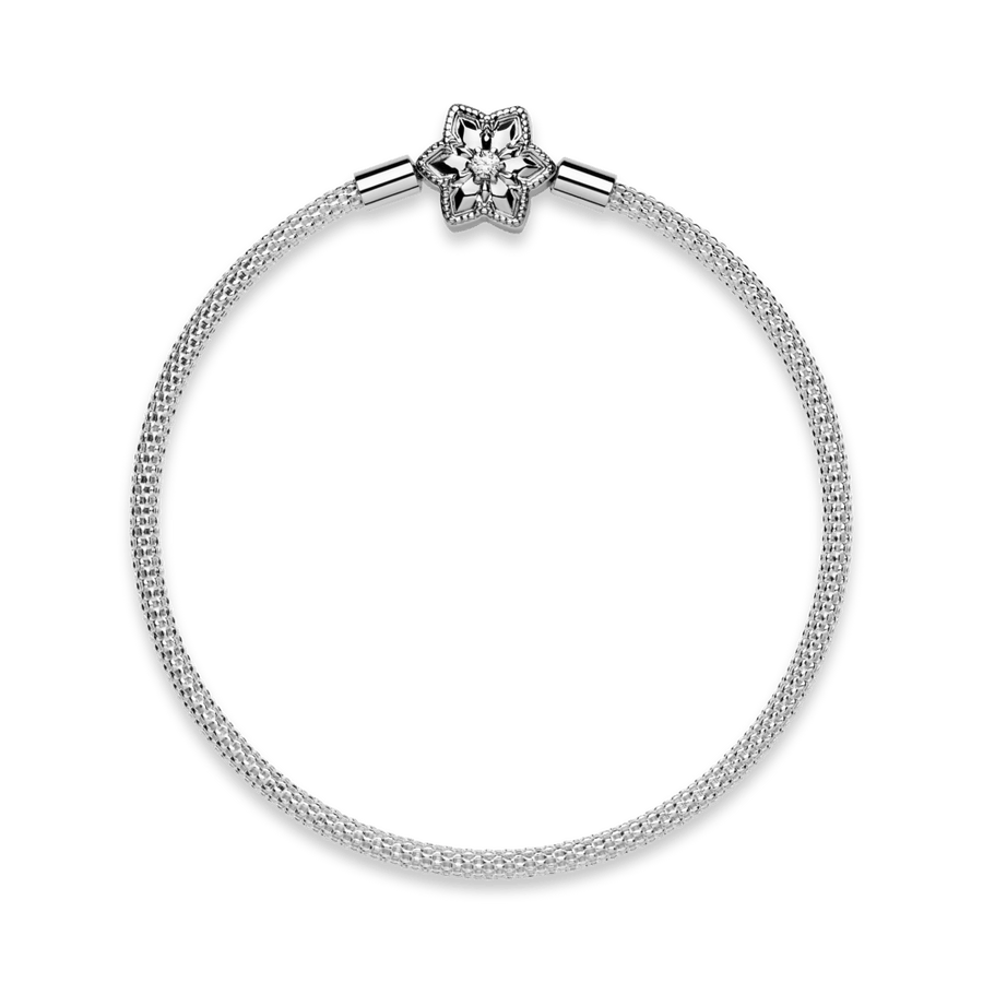 Sidabrinė pinta apyrankė su snaigės užsegimu - Pandora Lietuva