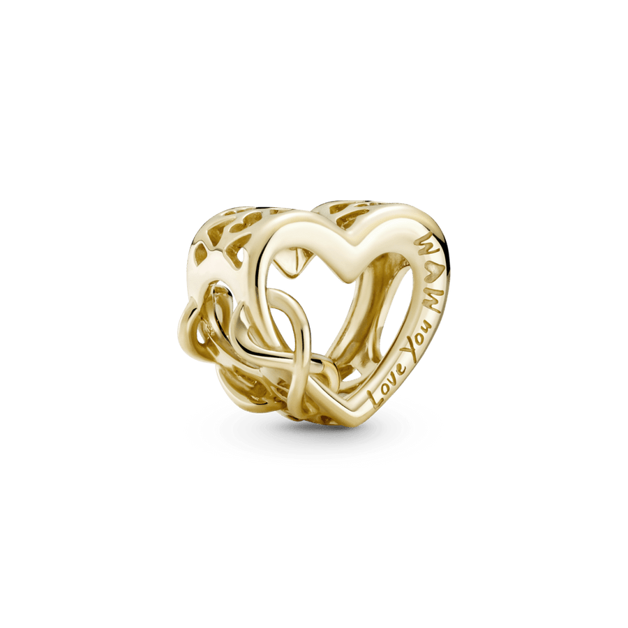 Širdelės formos karoliukas su begalybės simboliu „Mama, myliu tave‟ - Pandora Lietuva