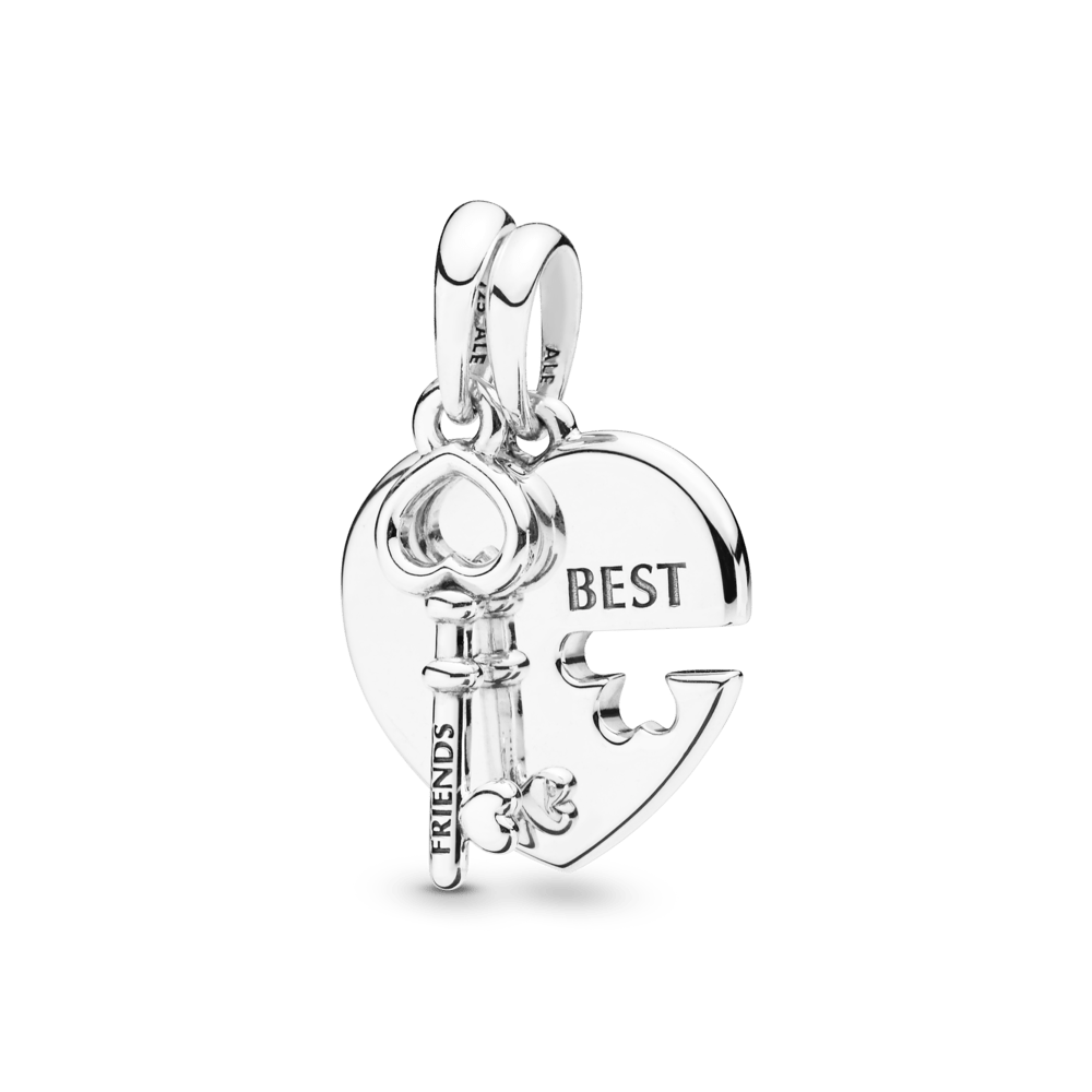 Širdelės ir rakto formos pakabukas „Geriausi draugai“ - Pandora Lietuva