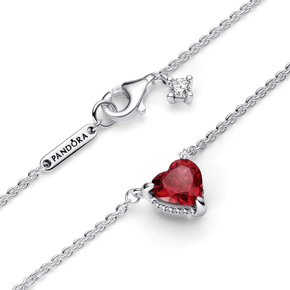 Sparkling Heart Halo Pendant Collier Necklace karoliai - Pandora Lietuva