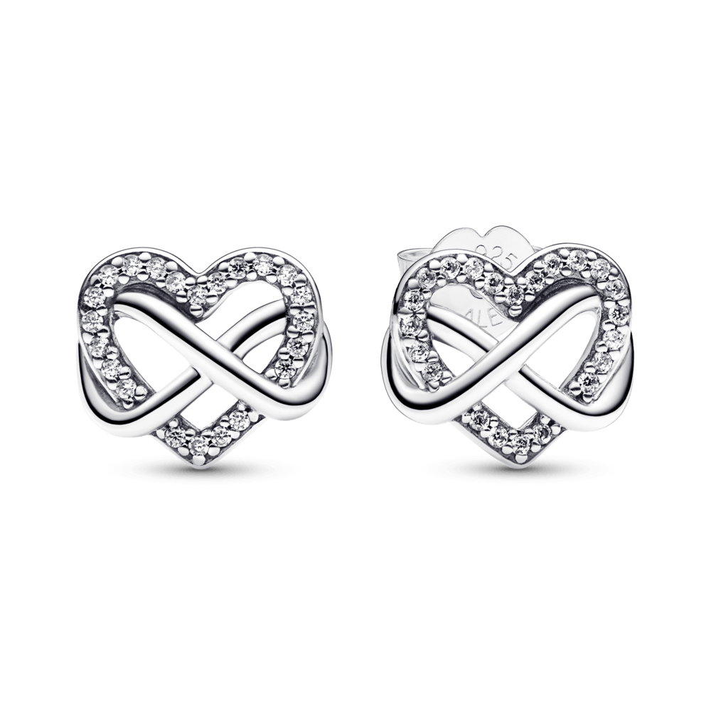 Sparkling Infinity Heart Stud Earrings auskarai - Pandora Lietuva