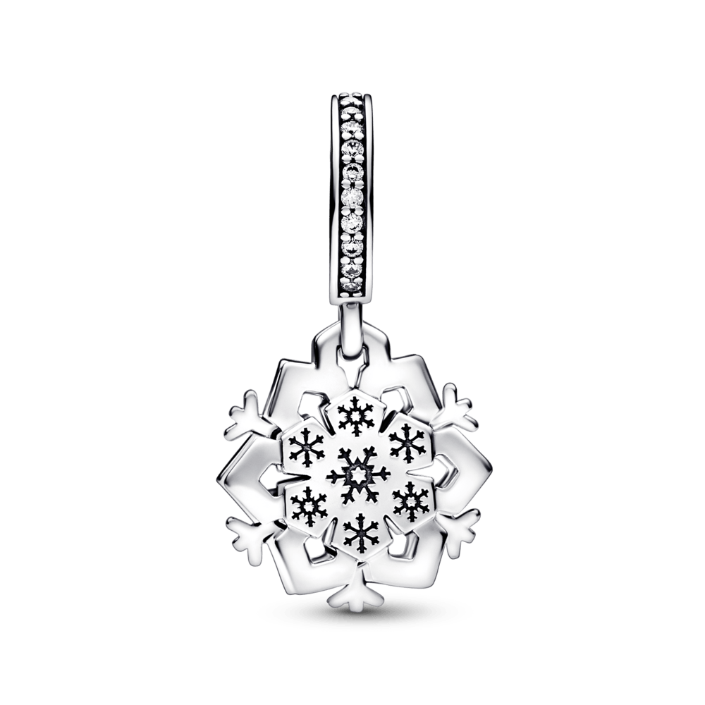 Sparkling Snowflake Double Dangle Charm - Pandora LT