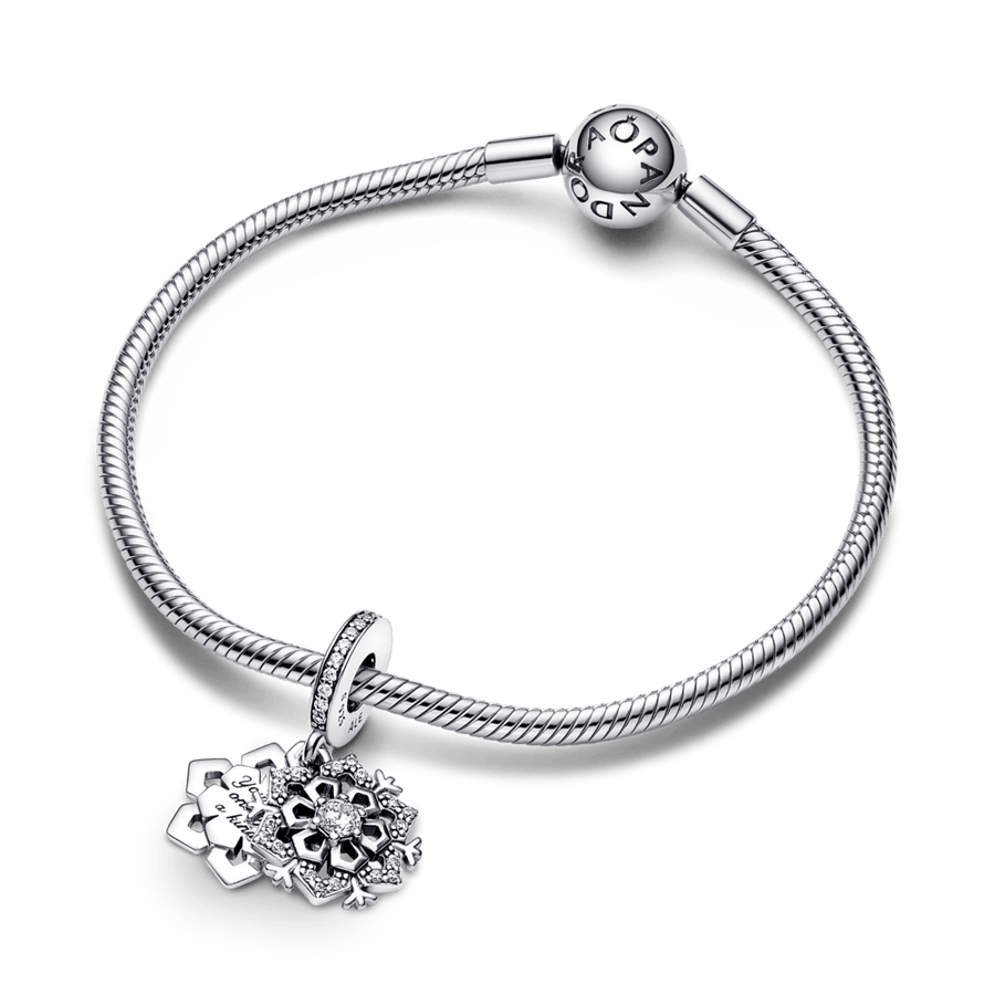 Sparkling Snowflake Double Dangle Charm - Pandora LT