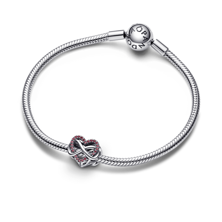 Spindintis begalybės širdies karoliukas - Pandora Lietuva