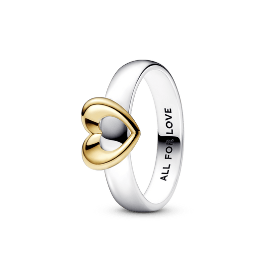 Spindintis dviejų atspalvių slankiojantis širdies žiedas - Pandora LT