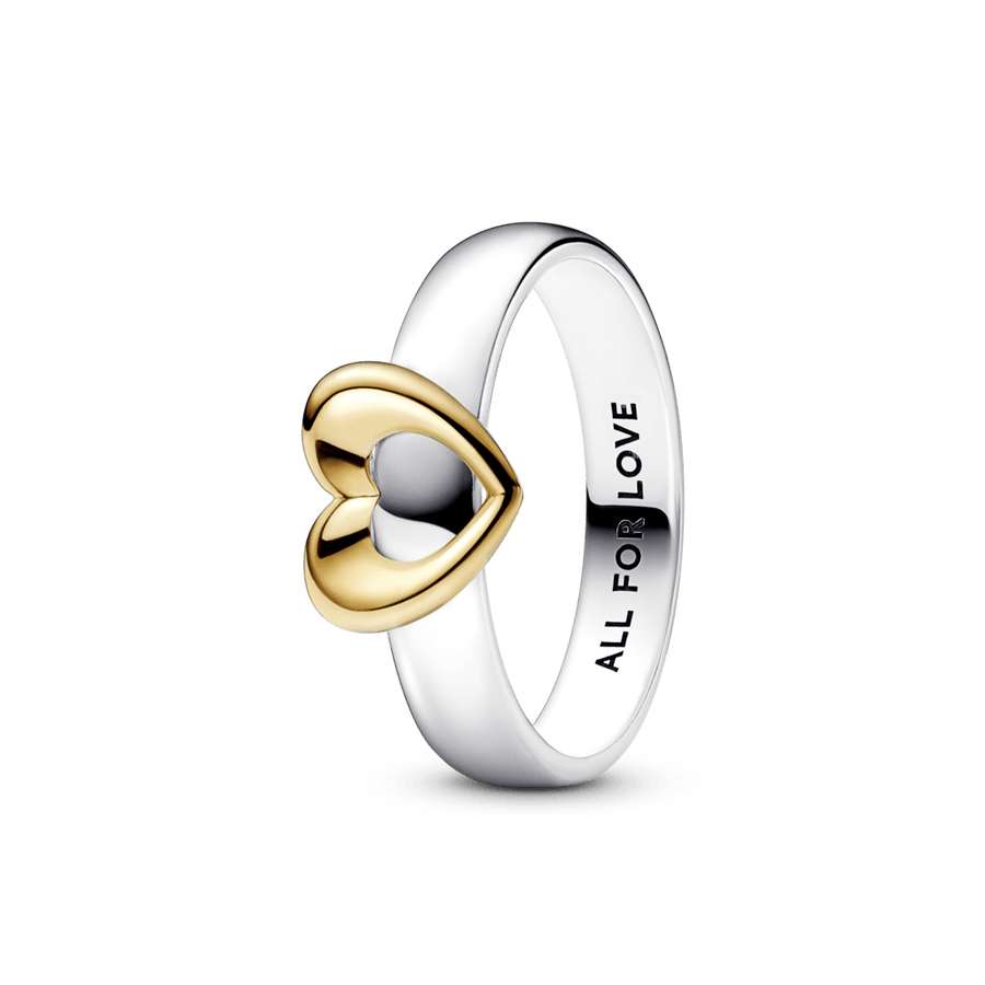 Spindintis dviejų atspalvių slankiojantis širdies žiedas - Pandora LT
