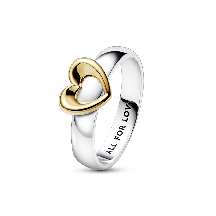 Spindintis dviejų atspalvių slankiojantis širdies žiedas - Pandora LT