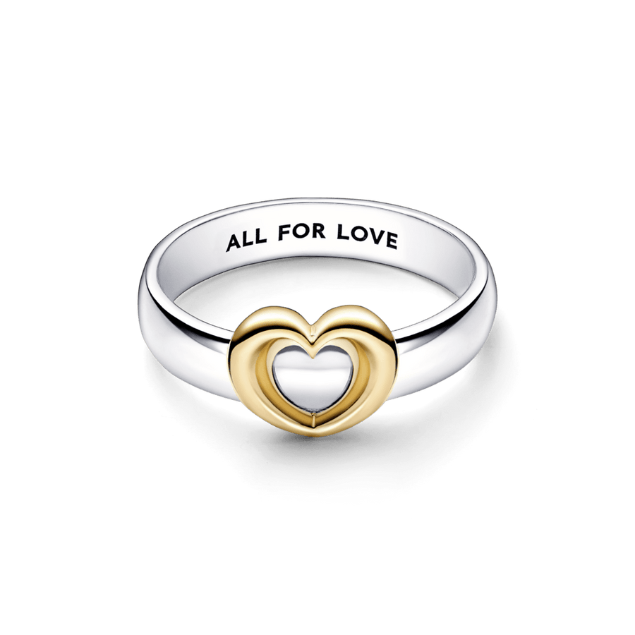 Spindintis dviejų atspalvių slankiojantis širdies žiedas - Pandora LT