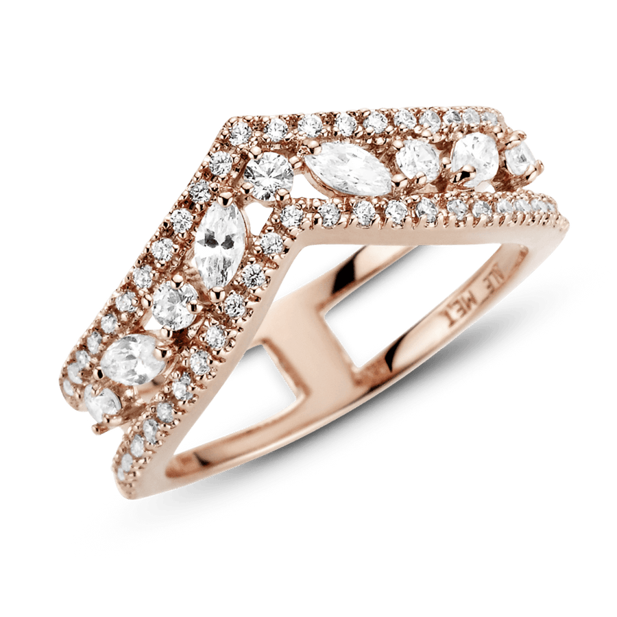 Spindintis Markizės rašto dvigubas V žiedas - Pandora LT