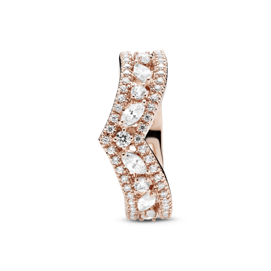 Spindintis Markizės rašto dvigubas V žiedas - Pandora LT