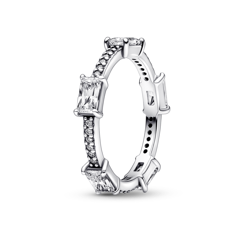 Stačiakampio formos barų blizgantis Pavé žiedas - Pandora LT