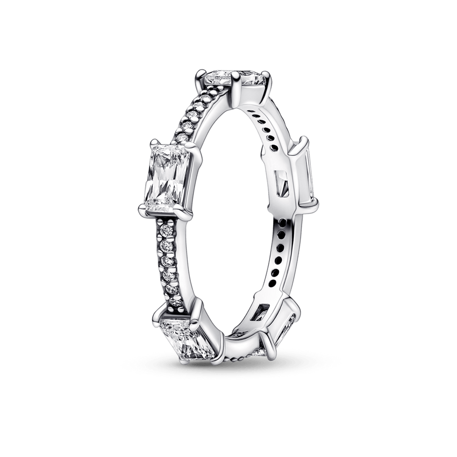 Stačiakampio formos barų blizgantis Pavé žiedas - Pandora LT