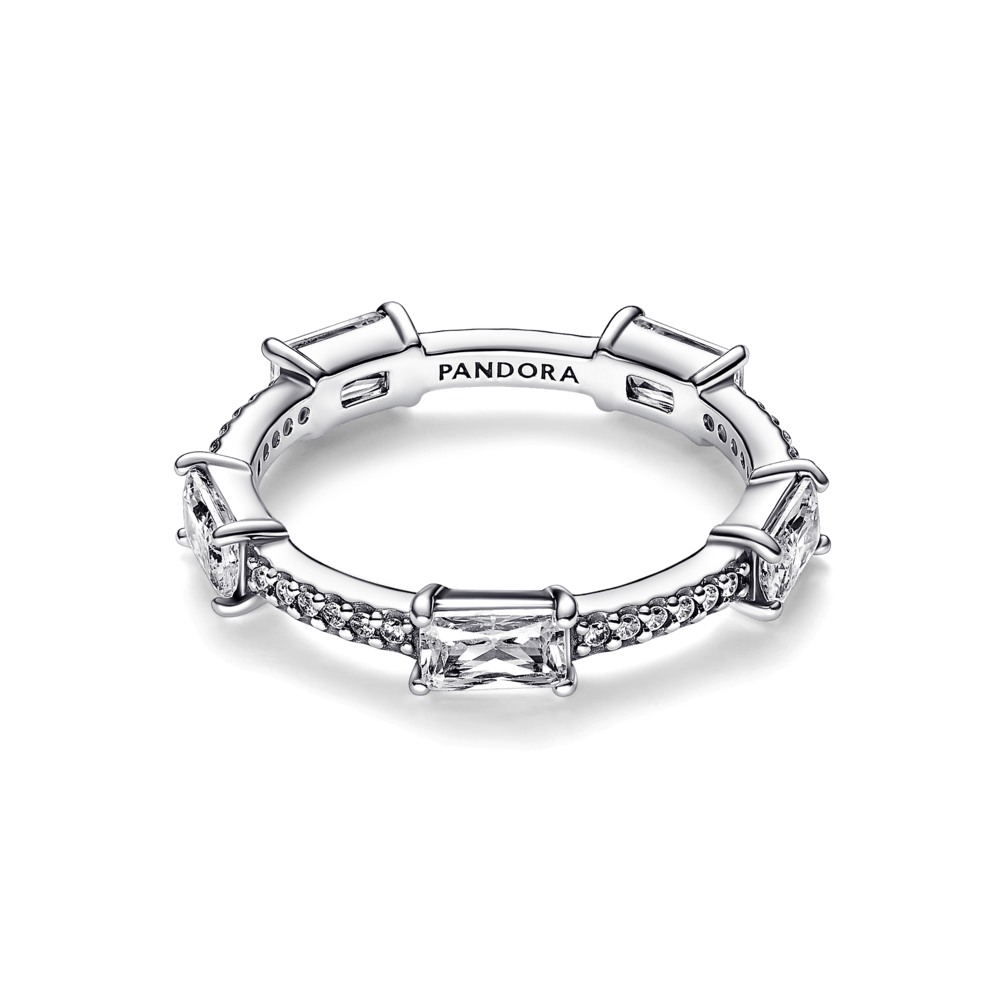 Stačiakampio formos barų blizgantis Pavé žiedas - Pandora LT