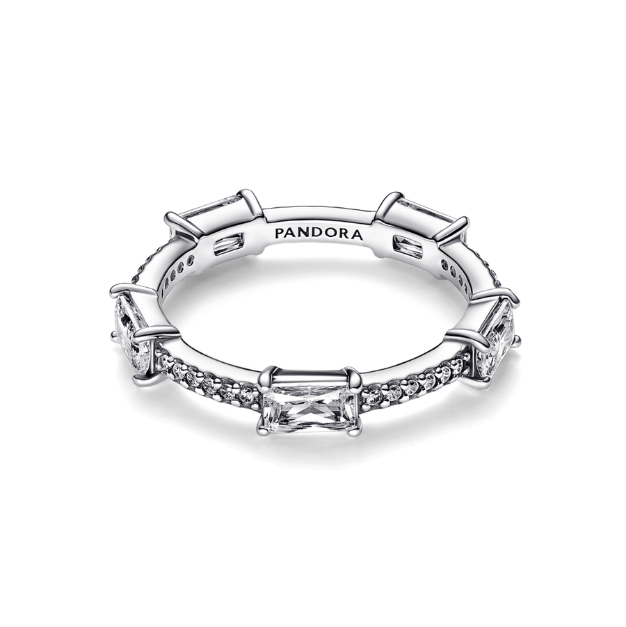 Stačiakampio formos barų blizgantis Pavé žiedas - Pandora LT