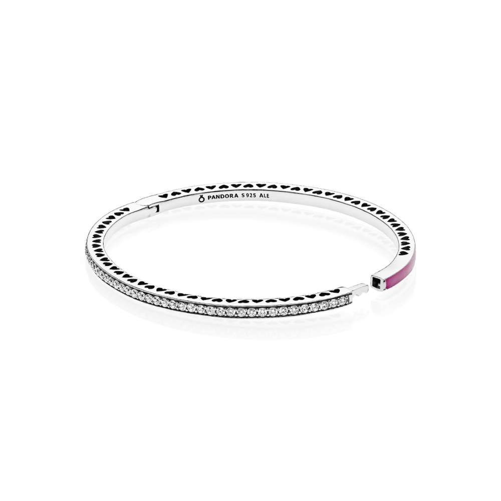 Standi vyšninės spalvos spindinčių Pandora širdelių apyrankė - Pandora Lietuva