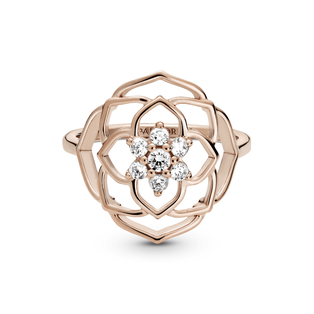 Stilingas žiedas su rožės žiedu - Pandora LT