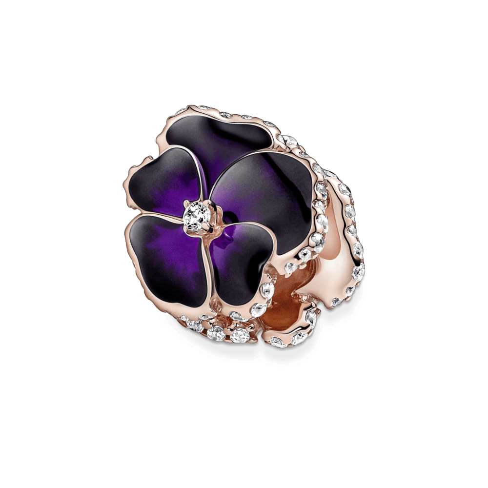 Tamsiai violetinės gėlės našlaitės karoliukas - Pandora LT