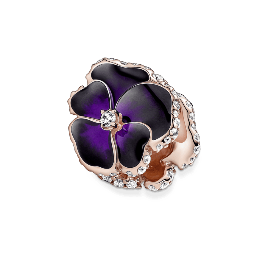 Tamsiai violetinės gėlės našlaitės karoliukas - Pandora LT