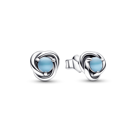 Turquoise Blue Eternity Circle Stud Earrings auskarai - Pandora LT