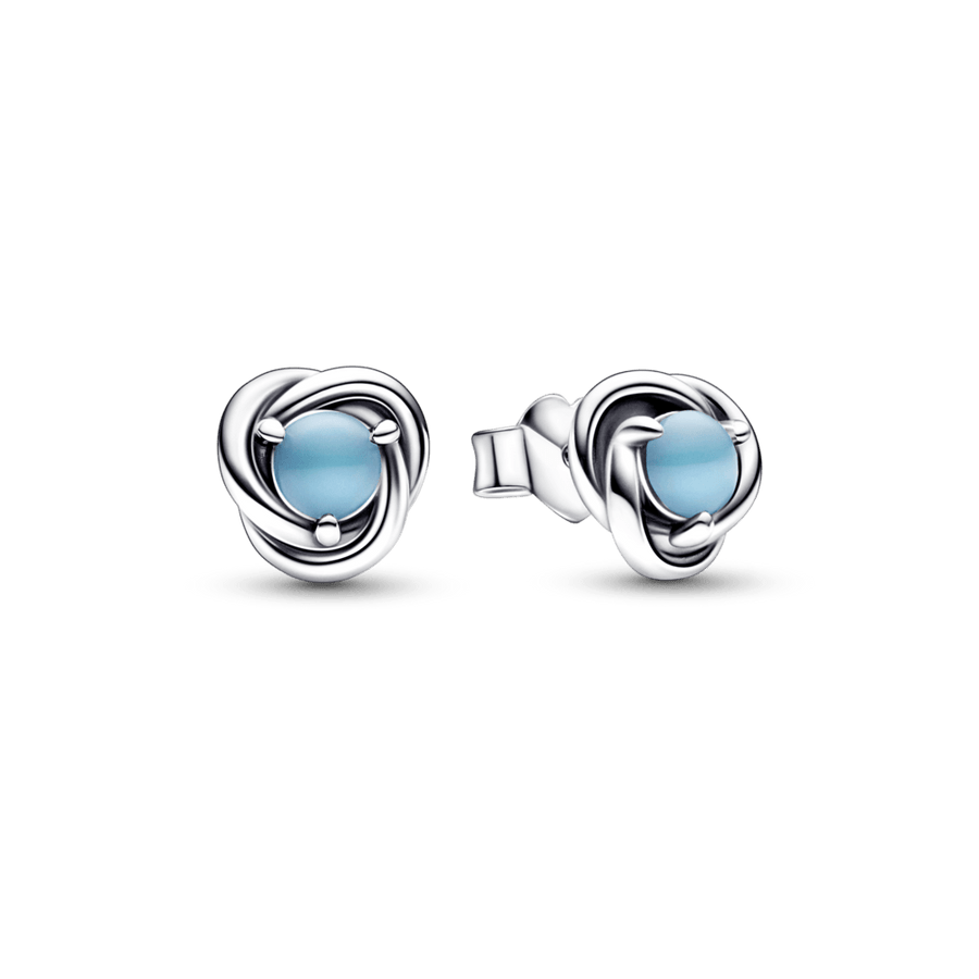 Turquoise Blue Eternity Circle Stud Earrings auskarai - Pandora LT
