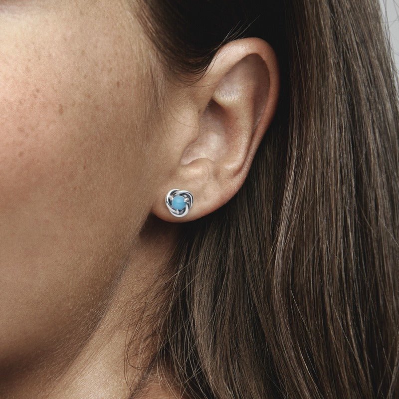 Turquoise Blue Eternity Circle Stud Earrings auskarai - Pandora LT