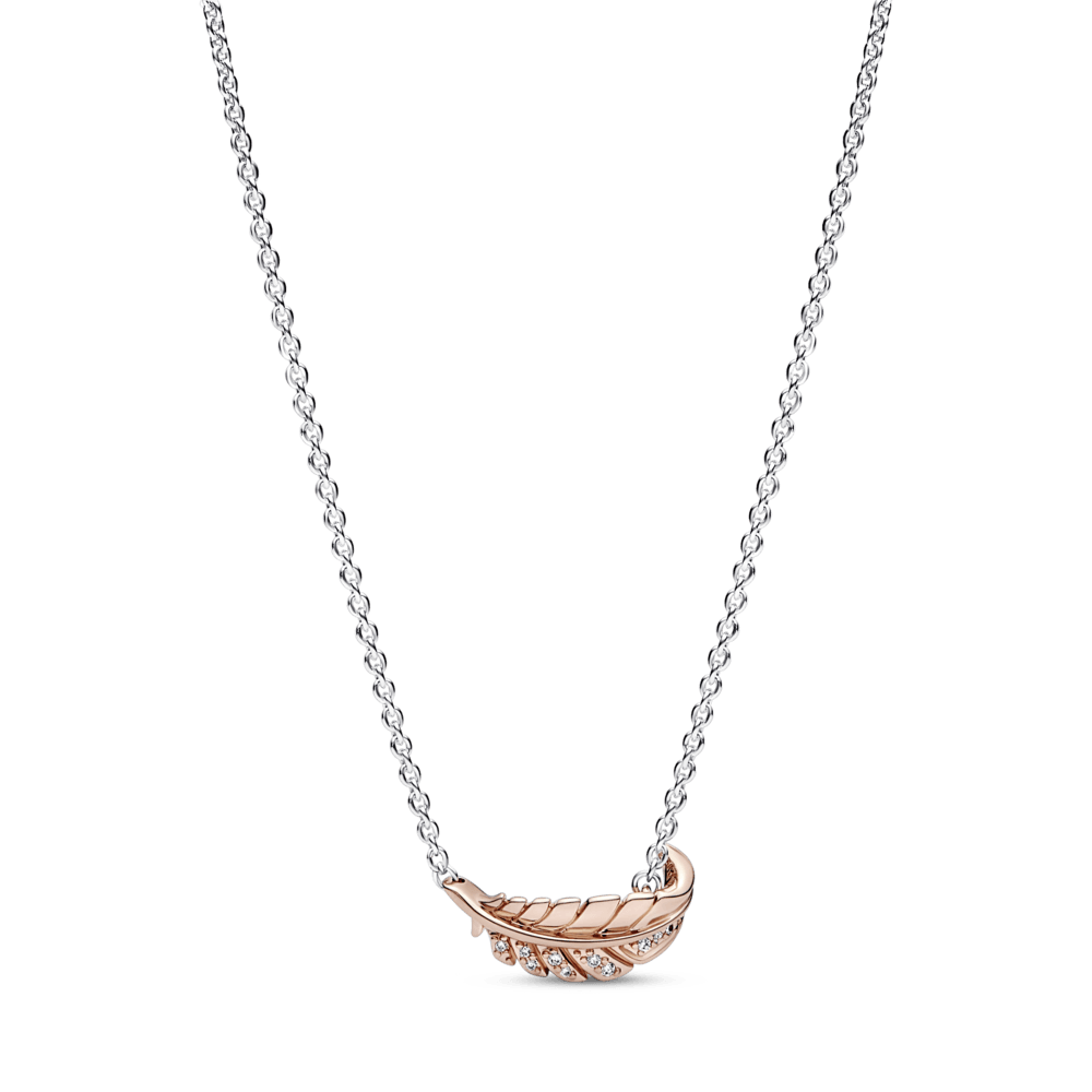 Two-Tone Floating Curved Feather Collier vėrinys - Pandora Lietuva