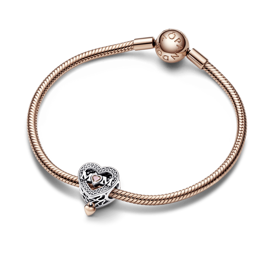 Two-tone Openwork Mum & Heart Charm - Pandora Lietuva