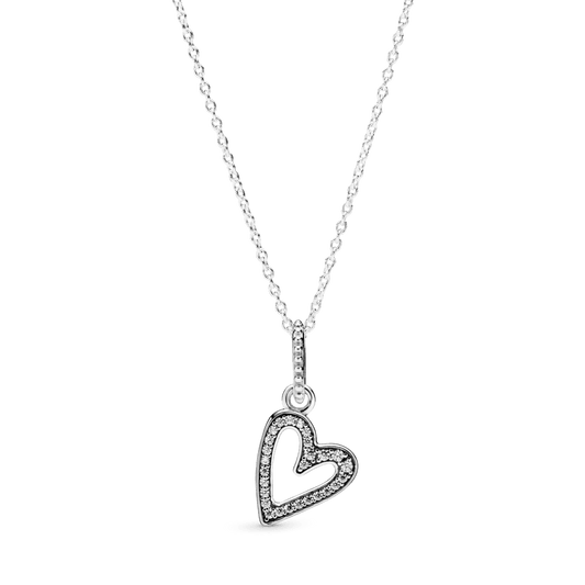 Žaižaruojantis širdelės formos pakabukas su grandinėle - Pandora LT