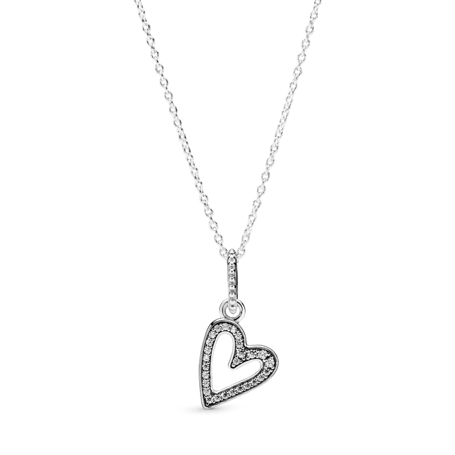 Žaižaruojantis širdelės formos pakabukas su grandinėle - Pandora LT