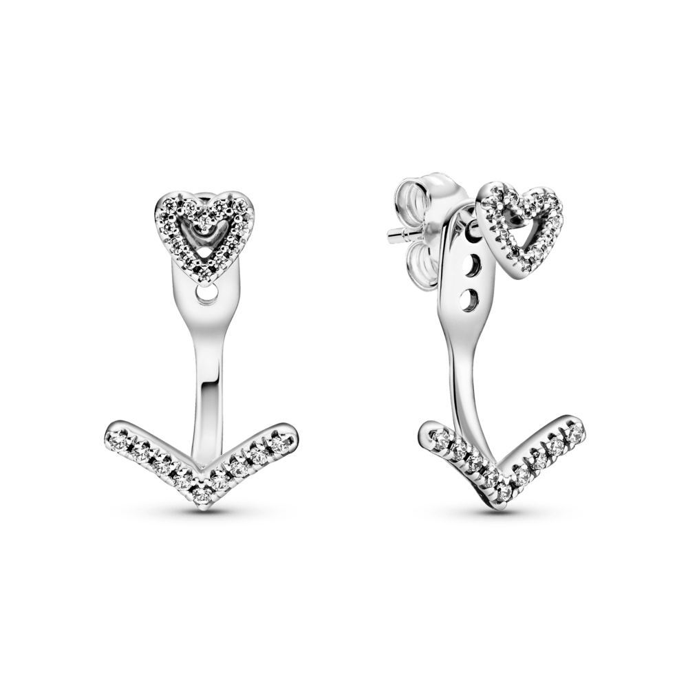 Žaižaruojantys norų išsipildymo širdelės formos auskarai - Pandora LT