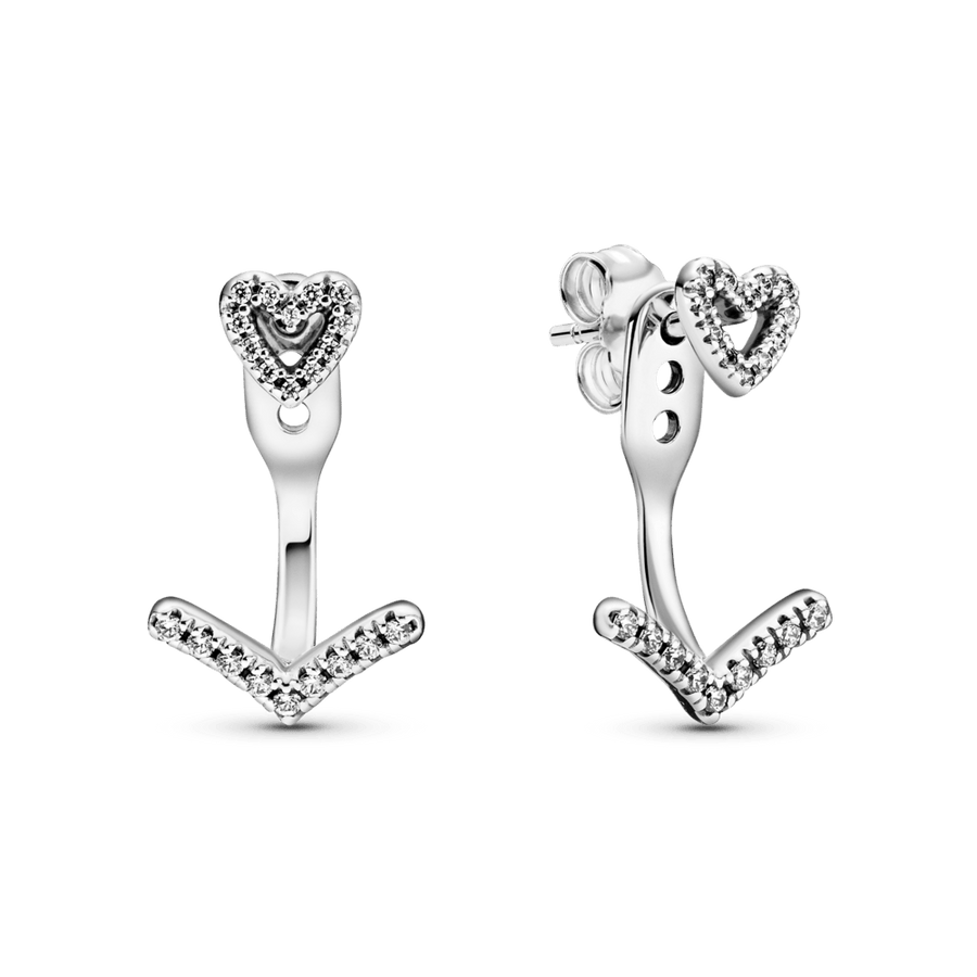 Žaižaruojantys norų išsipildymo širdelės formos auskarai - Pandora LT