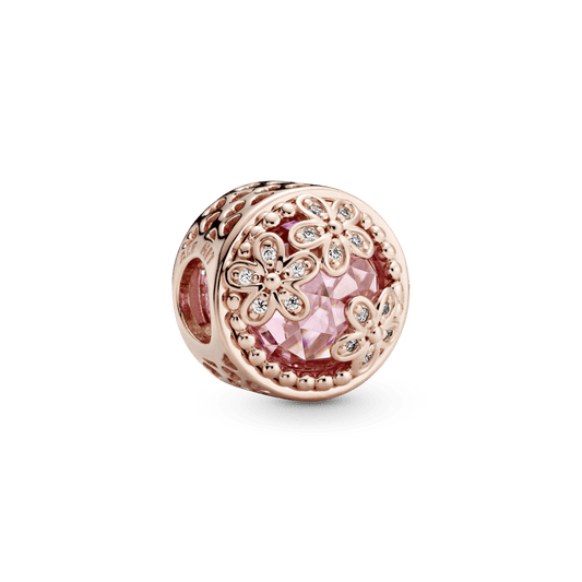 Žėrintis rausvas gėlės ramunės karoliukas - Pandora Lietuva