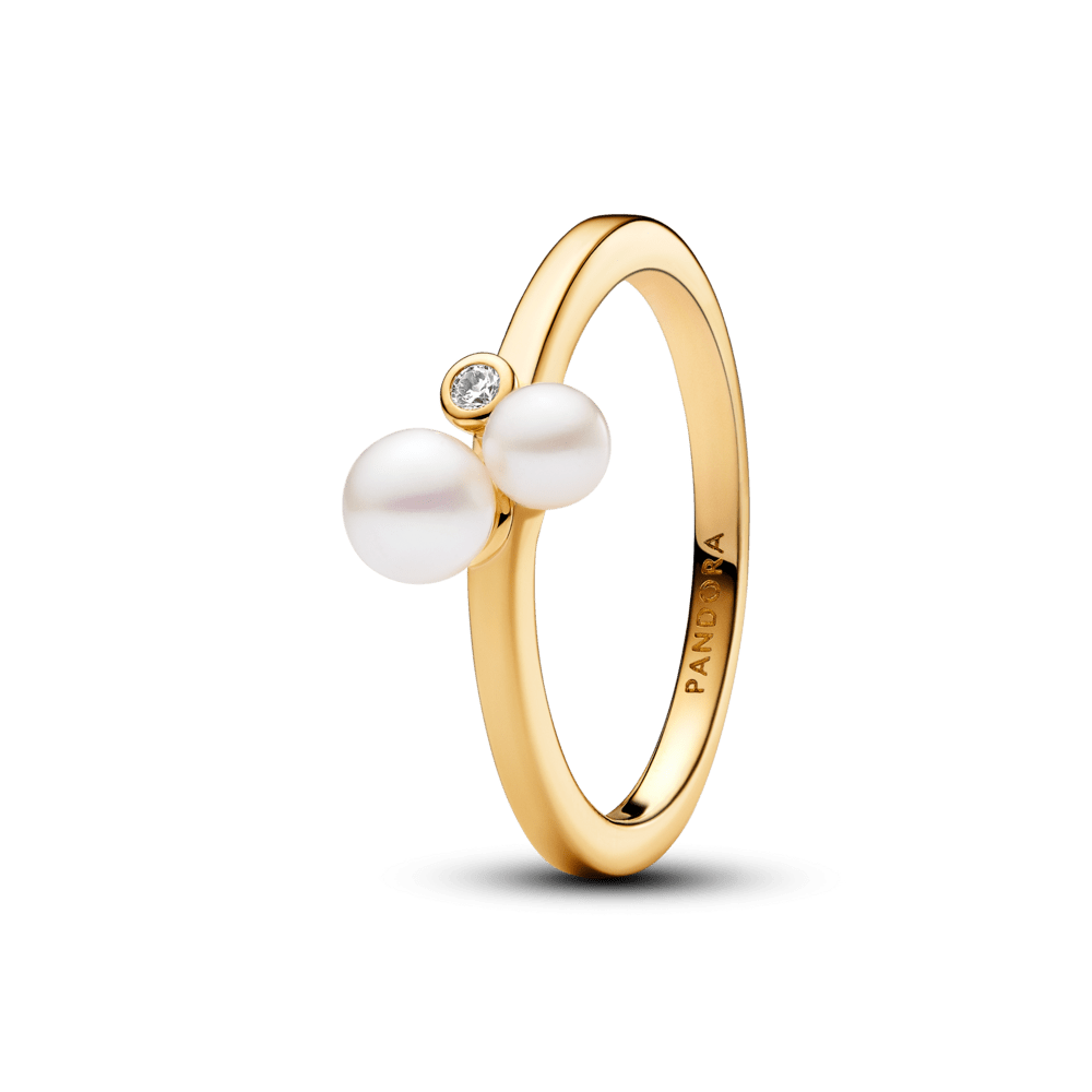 Žiedas su dviem apdorotais, dirbtiniu būdu išaugintais gėlavandeniais perlais - Pandora Lietuva
