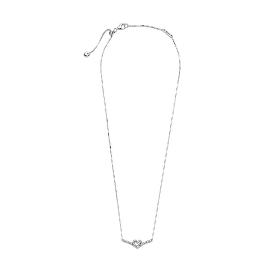 Žvilgantys norų išsipildymo karoliai su širdele - Pandora LT